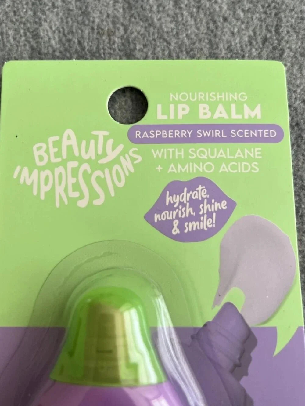 Impressions Raspberry Swirl Hydrating Lip Balm - Purple & Green